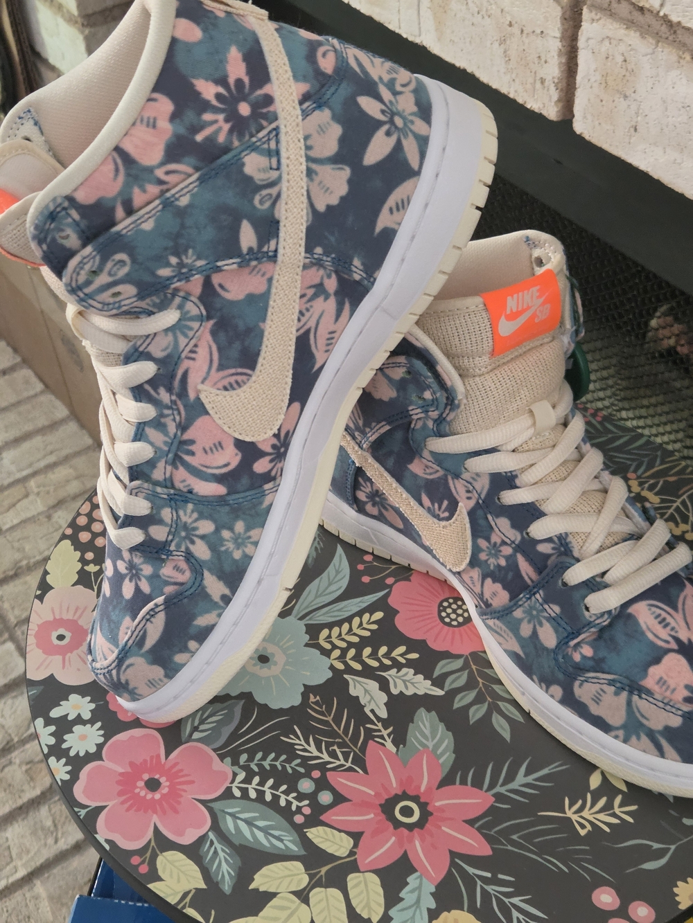 Brand New Nike Dunk "Hawaii" Floral High-Top Sneakers in Blue and Pink